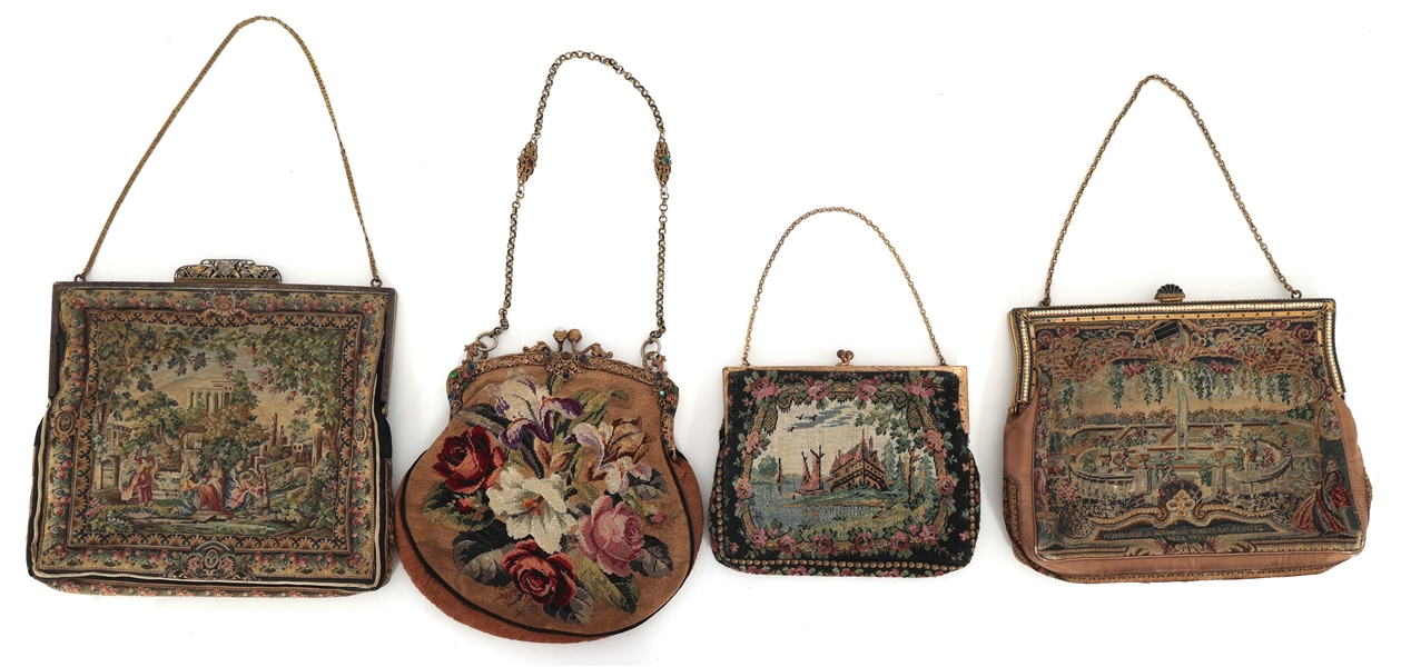 PETIT POINT EMBROIDERED HANDBAGS