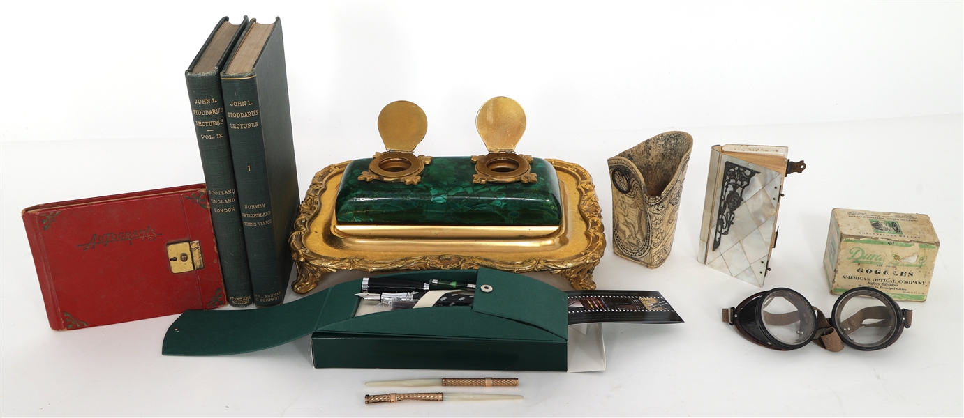 STUDY ACCESSORIES - BOOKS, INK WELL, FOUNTAIN PEN
