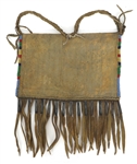 NATIVE AMERICAN BEADED HIDE POUCH 