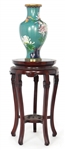 CHINESE CLOISONNE VASE & CLOISONNE ACCENTED PLANT STAND