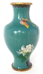 CHINESE CLOISONNE VASE & CLOISONNE ACCENTED PLANT STAND