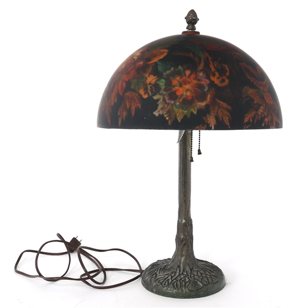 ARTS & CRAFTS REVERSE HAND PAINTED TABLE LAMP 