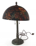 ARTS & CRAFTS REVERSE HAND PAINTED TABLE LAMP 