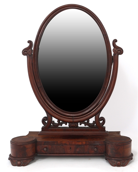 ART NOUVEAU WALNUT TABLE TOP VANITY MIRROR