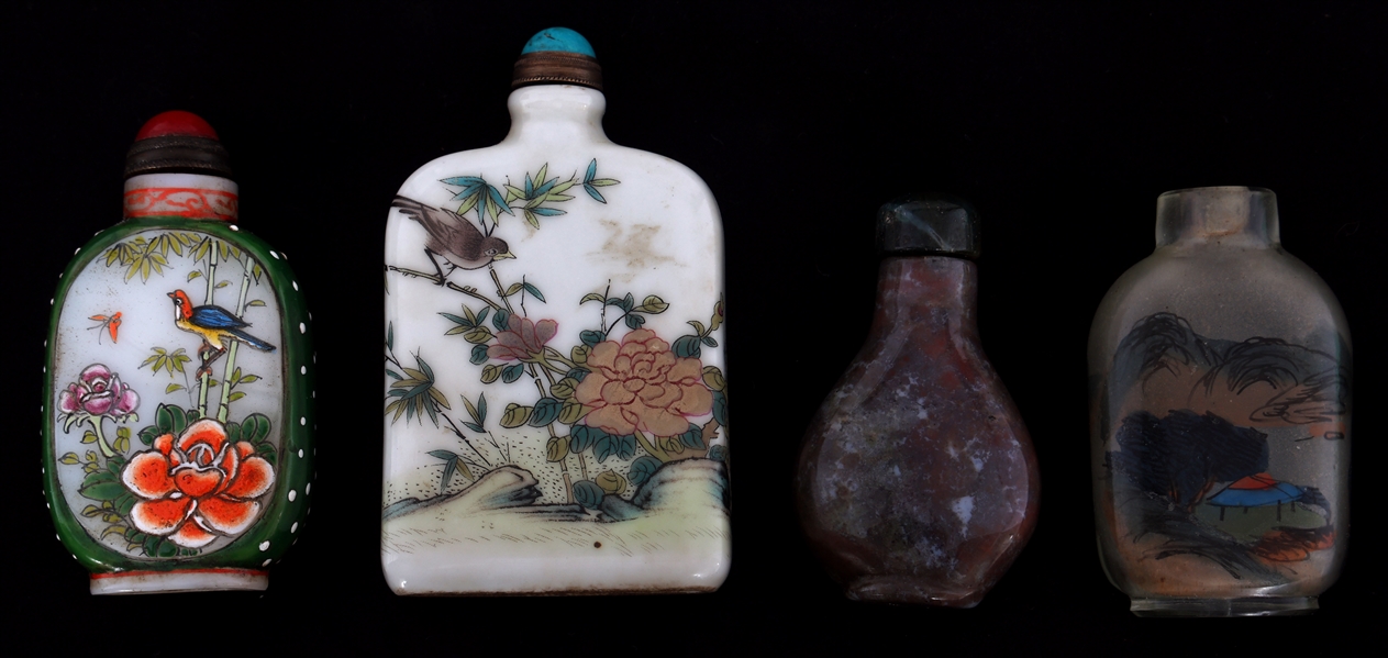 PORCELAIN, GLASS, & AGATE SNUFF BOTTLES