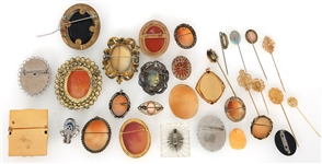 COSTUME JEWELRY SHELL AND COMPOSITE CAMEO PINS 