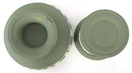 WEDGWOOD GREEN JASPERWARE VASE & BOWL