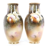 NIPPON HAND PAINTED FLORAL VASES 