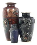 GLASS AND ENAMEL VASES 