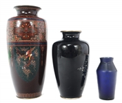 GLASS AND ENAMEL VASES 
