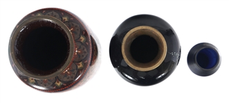 GLASS AND ENAMEL VASES 