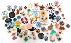 FLORAL BROOCHES & CLIP ON EARRINGS 