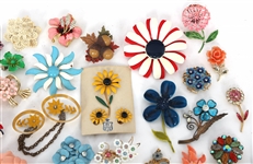 FLORAL BROOCHES & CLIP ON EARRINGS 