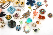 FLORAL BROOCHES & CLIP ON EARRINGS 