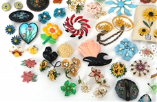 FLORAL BROOCHES & CLIP ON EARRINGS 