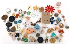 FLORAL BROOCHES & CLIP ON EARRINGS 