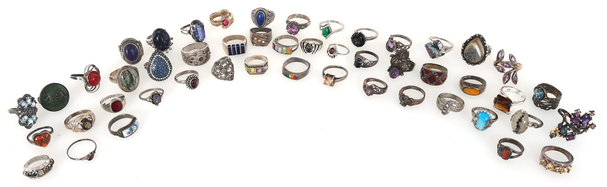 STERLING SILVER SEMI-PRECIOUS STONE RINGS 