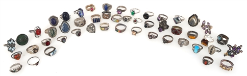 STERLING SILVER SEMI-PRECIOUS STONE RINGS 