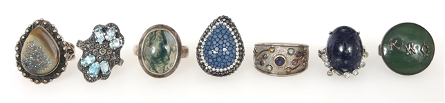 STERLING SILVER SEMI-PRECIOUS STONE RINGS 