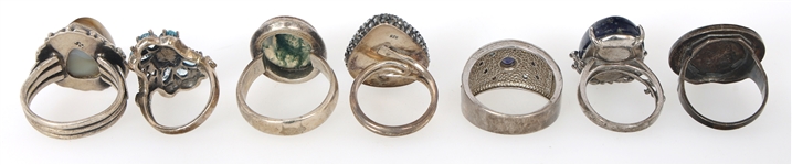 STERLING SILVER SEMI-PRECIOUS STONE RINGS 