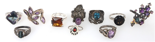 STERLING SILVER SEMI-PRECIOUS STONE RINGS 