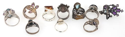 STERLING SILVER SEMI-PRECIOUS STONE RINGS 