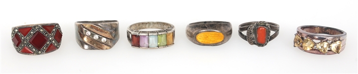 STERLING SILVER SEMI-PRECIOUS STONE RINGS 
