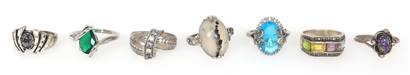 STERLING SILVER SEMI-PRECIOUS STONE RINGS 