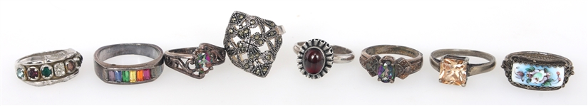 STERLING SILVER SEMI-PRECIOUS STONE RINGS 