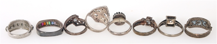 STERLING SILVER SEMI-PRECIOUS STONE RINGS 