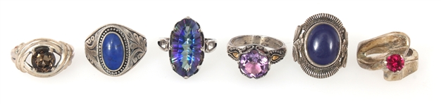 STERLING SILVER SEMI-PRECIOUS STONE RINGS 