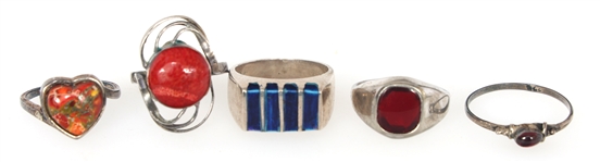 STERLING SILVER SEMI-PRECIOUS STONE RINGS 