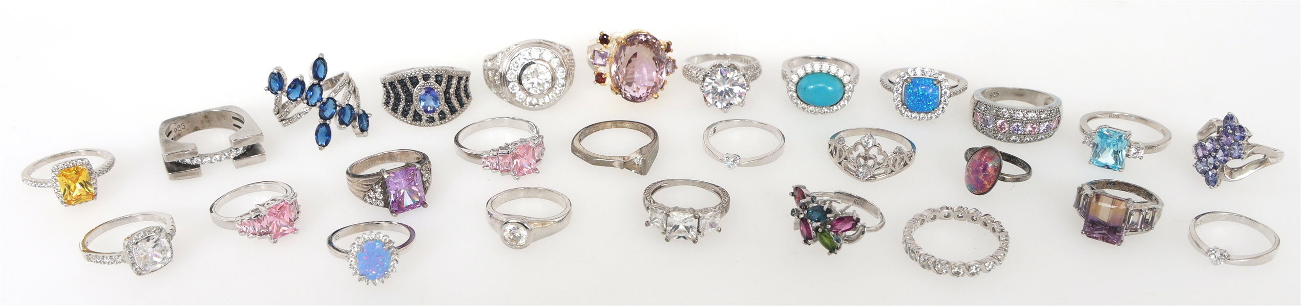 WOMENS STERLING SILVER SEMI-PRECIOUS STONE RINGS 