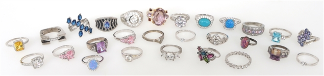 WOMENS STERLING SILVER SEMI-PRECIOUS STONE RINGS 