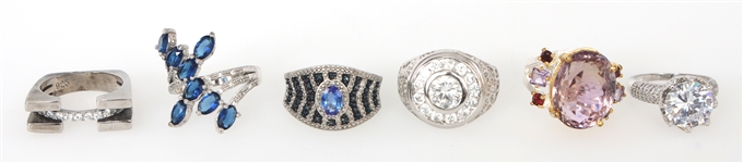 WOMENS STERLING SILVER SEMI-PRECIOUS STONE RINGS 