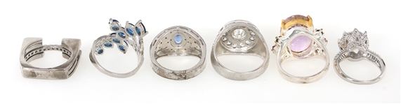WOMENS STERLING SILVER SEMI-PRECIOUS STONE RINGS 