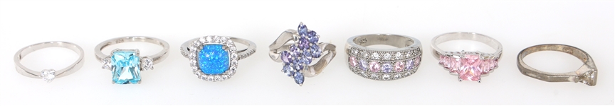 WOMENS STERLING SILVER SEMI-PRECIOUS STONE RINGS 