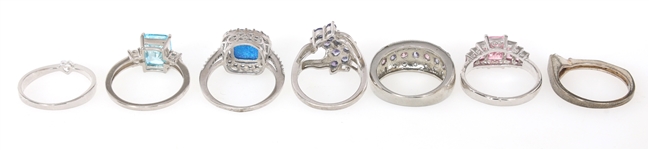 WOMENS STERLING SILVER SEMI-PRECIOUS STONE RINGS 