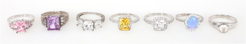 WOMENS STERLING SILVER SEMI-PRECIOUS STONE RINGS 