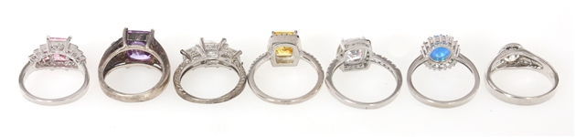 WOMENS STERLING SILVER SEMI-PRECIOUS STONE RINGS 