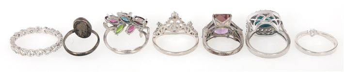 WOMENS STERLING SILVER SEMI-PRECIOUS STONE RINGS 