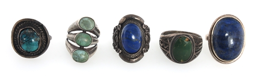 STERLING SILVER SEMI-PRECIOUS STONE RINGS 