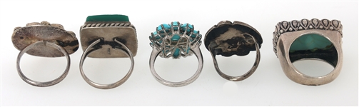 STERLING SILVER SEMI-PRECIOUS STONE RINGS 