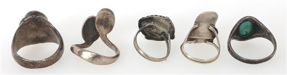 STERLING SILVER SEMI-PRECIOUS STONE RINGS 