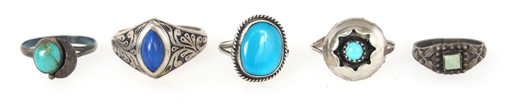 STERLING SILVER SEMI-PRECIOUS STONE RINGS 