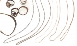 STERLING SILVER BRACELETS, RINGS, & NECKLACES