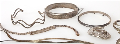 STERLING SILVER BRACELETS, RINGS, & NECKLACES