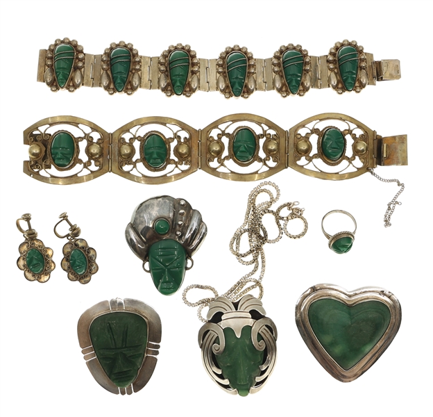 STERLING SILVER GREEN ONYX JEWELRY 