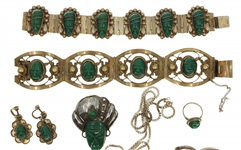 STERLING SILVER GREEN ONYX JEWELRY 