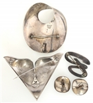 STERLING SILVER NECKLACE, BRACELETS, BROOCHES